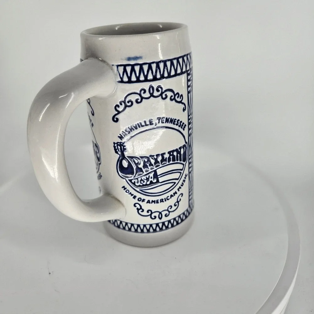 Vintage Opryland USA Grand Ole Opry House Beer Stein Ceramarte Brazil Blue White